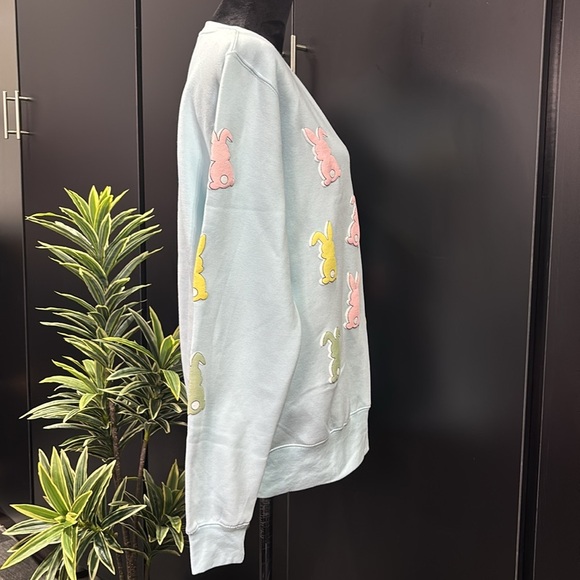 Pacific & Co. Oversized Sweatshirt,pullover,pastel bunnies,rib cuff/waist,fleece - Picture 5 of 12